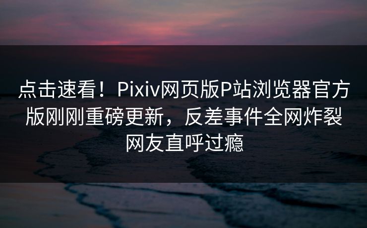 点击速看！Pixiv网页版P站浏览器官方版刚刚重磅更新，反差事件全网炸裂网友直呼过瘾