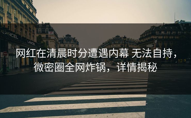 网红在清晨时分遭遇内幕 无法自持,微密圈全网炸锅,详情揭秘 网红在清晨时分遭遇内幕 无法自持,微密圈全网炸锅,详情揭秘
