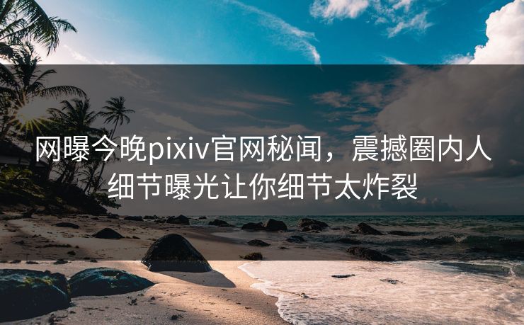 网曝今晚pixiv官网秘闻，震撼圈内人细节曝光让你细节太炸裂
