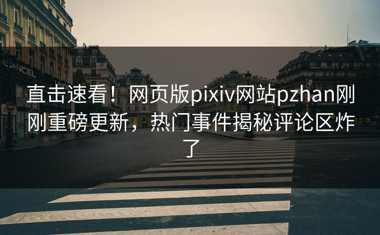 直击速看！网页版pixiv网站pzhan刚刚重磅更新，热门事件揭秘评论区炸了