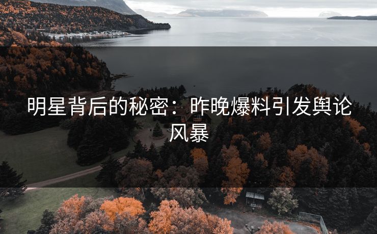 明星背后的秘密：昨晚爆料引发舆论风暴