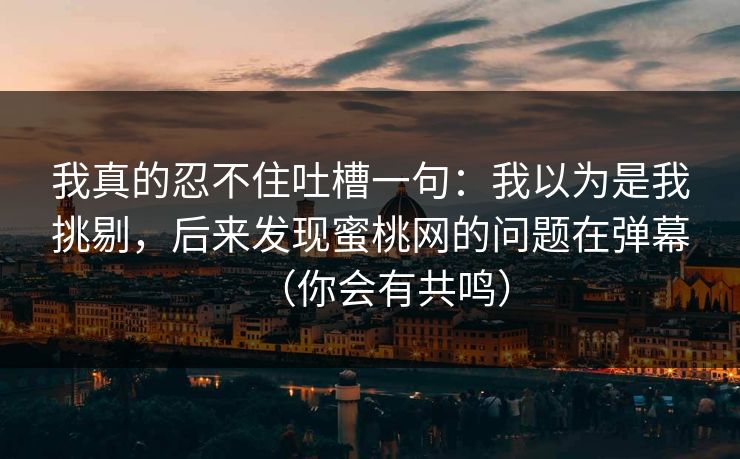 我真的忍不住吐槽一句：我以为是我挑剔，后来发现蜜桃网的问题在弹幕（你会有共鸣）